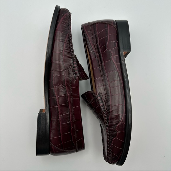 Bass Weejuns Women’s Diane Leather Croc Embossed Burgundy Oxblood Penny Size 7M - Picture 11 of 12